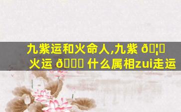 九紫运和火命人,九紫 🦆 火运 🐘 什么属相zui
走运